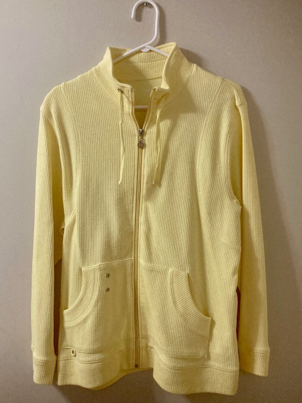 Alia Yellow Ribbed Zip-Up Jacket